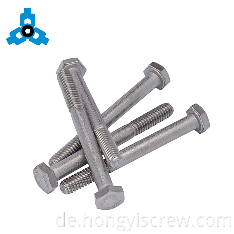 Din931 Hex Head Bolt Edelstahl Halbgewinde OEM -Stammstütze